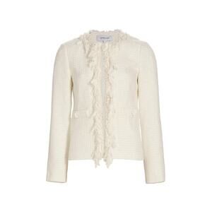 NWT DEREK LAM 10 CROSBY Garcia Fringe Cotton-blend Tweed Jacket 6